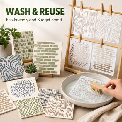 16PCS Geometric Stencils for Painting, Texture Stencils for Crafts Reusable