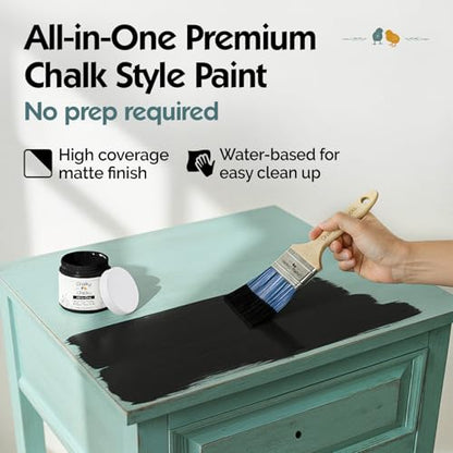 Chalky Chicks Starless Night 4 Fl Oz Chalk Paint for Furniture All in One - color: Starless Night (Black), size: 4 Fl Oz (Pack of 1)