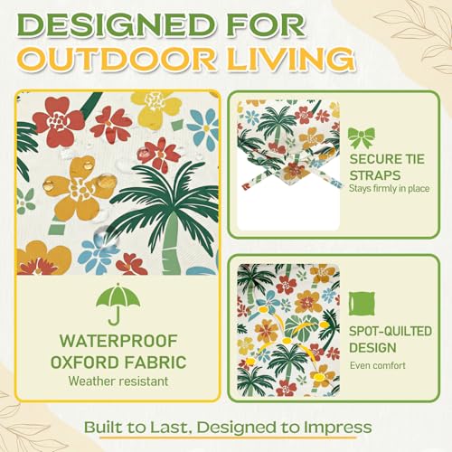 Oxford Fabric Swing Cushions with Backrest & Tie Straps for Patio Bench - color: Tropical Red