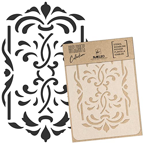 NAKLEO Painting Stencil for Crafts A4 8.3” x 11.8”, Classic Baroque Ornament Pattern, Reusable Plastic DIY & Scrapbooking Drawing Template, Decoupage Art Home Decor, Wall Wood Fabric Furniture - color: Classic Baroque #2, size: A4