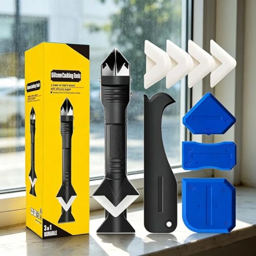 3-in-1 Silicone Caulking Tools Set,Multi-Angle Removal & Scraping Tool