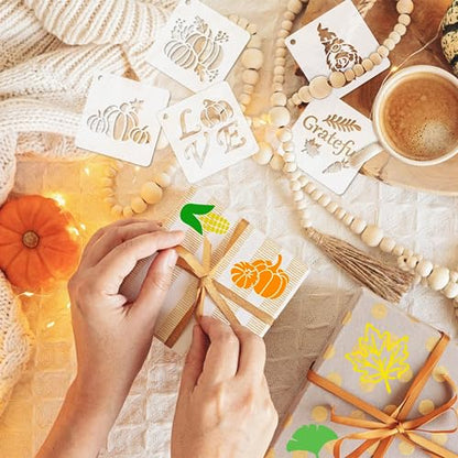 Augshy 56Pack Fall Stencils for Painting on Wood Crafts Thanksgiving Decor - style: Fall
