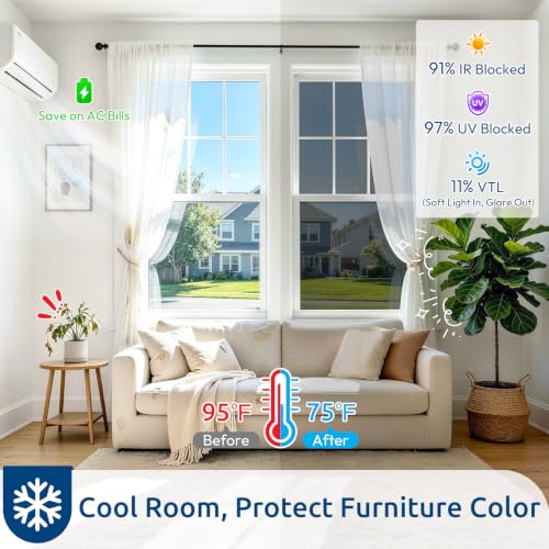 rabbitgoo Window Privacy Film One Way, 17.5" x 157.4", Black Silver - color: Black-silver, size: 17.5" x 157.4"