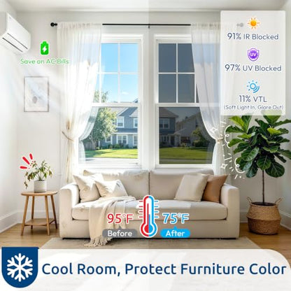 rabbitgoo Window Privacy Film One Way, 17.5" x 157.4", Black Silver - color: Black-silver, size: 17.5" x 157.4"
