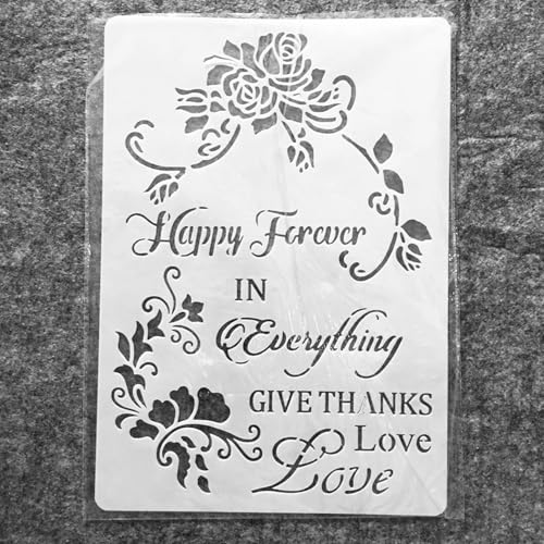 TIAMECH A4 Reusable Happy Forever Stencil for Painting - style: Happy Forever