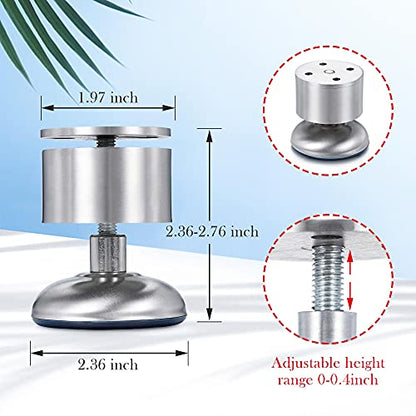 CozyCabin 4PCS Adjustable Metal Furniture Legs - Stainless Steel Cabinet Legs Round for Cabinet Sofa Table Kitchen Feet Replacement,(Height 60mm/2.5") - size: 2.5 inches
