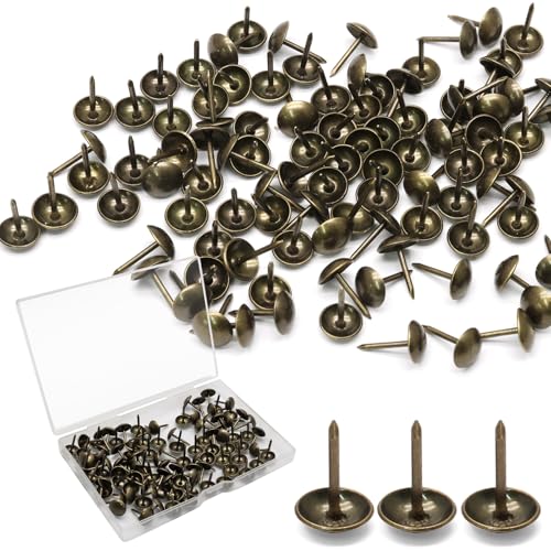 Biaungdo 100 Pcs Bronze Round Head Upholstery Tacks 11x16mm with Box - color: Bronze