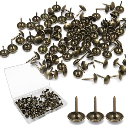 Biaungdo 100 Pcs Bronze Round Head Upholstery Tacks 11x16mm with Box - color: Bronze