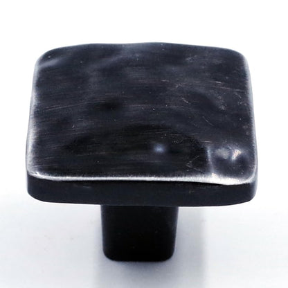 Jetland Square Hammered Cabinet Knobs - 6-Pack, Black with Grey Line, 1-1/4" Knobs, Rustic Solid Cast Square Knobs for Dresser Nightstand Furniture, HT0612BGL30 - color: Black with Grey Line, size: 1-1/4" Knobs