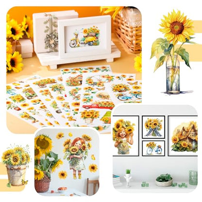 Lincia 10 Sheets Christmas Rub on Transfers for Crafts, Sunflowers - style: Sunflowers