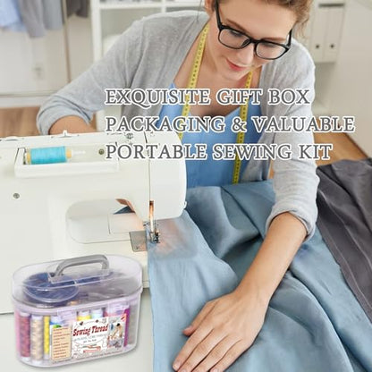 40 Spools of Sewing Thread,Gift Box Portable Basic Sewing Repair Kits (Grey) - color: Gray
