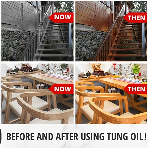 128oz 100% Pure Tung Oil with Brush, Food Safe Waterproof Low Odor - size: 128 Fl Oz