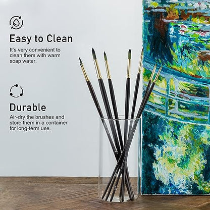Falling in Art 9 PCS Long Handle Round Paint Brushes Set - style: Round