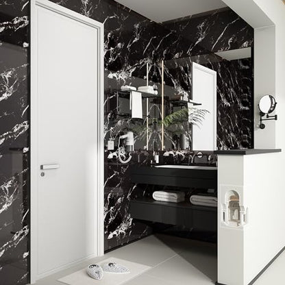 Haimin 3D Wall Panels Peel and Stick Marble Tile Look 10 Pack Waterproof - color: Black-JGH