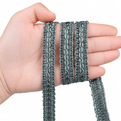 BEL AVENIR Gimp Braid Trim Cord 1.6 cm/0.63 inch Wide, 10 Yard Fabric Trim - color: Dark Gray