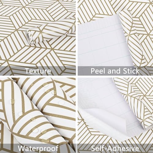WENMER 17.71 Inch x 708 Inch Geometric Hexagon Peel and Stick Wallpaper - Removable Self Adhesive Vinyl Film Roll for Home Use - color: Geometric Hexagon, size: 17.7" x 708"