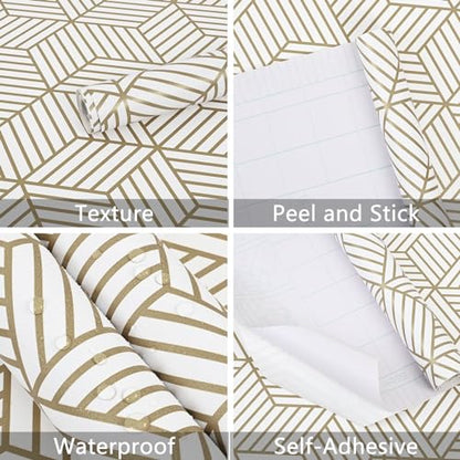 WENMER 17.71 Inch x 708 Inch Geometric Hexagon Peel and Stick Wallpaper - Removable Self Adhesive Vinyl Film Roll for Home Use - color: Geometric Hexagon, size: 17.7" x 708"