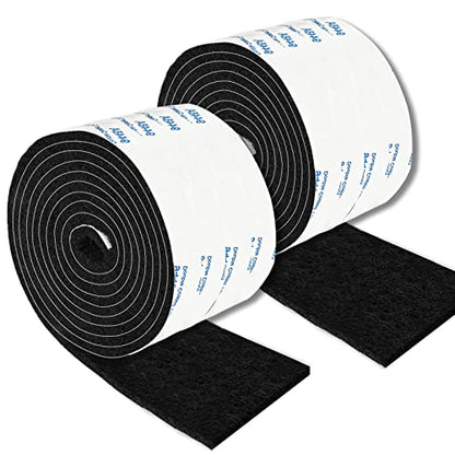 Felt Strips with Adhesive Backing, Adhesive Felt Strips, 2 Felt Rolls 2X 60 Inches Black, Felt Tape with Adhesive Backing, Furniture Felt Strips - size: 2 Rolls 2x60 inch