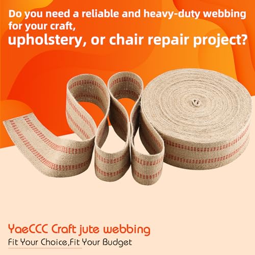YaeCCC Jute Webbing,Upholstery Webbing for Chair,3.5"x33Yd Upholstery Strap - color: red, size: 3.5" x 33 Yd