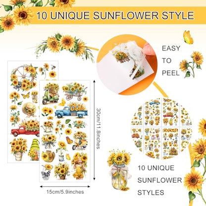 Lincia 10 Sheets Christmas Rub on Transfers for Crafts, Sunflowers - style: Sunflowers