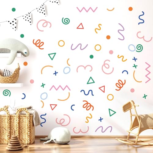 200 Pcs Geometric Wall Decals for Playroom Decor - style: Geometric Lines