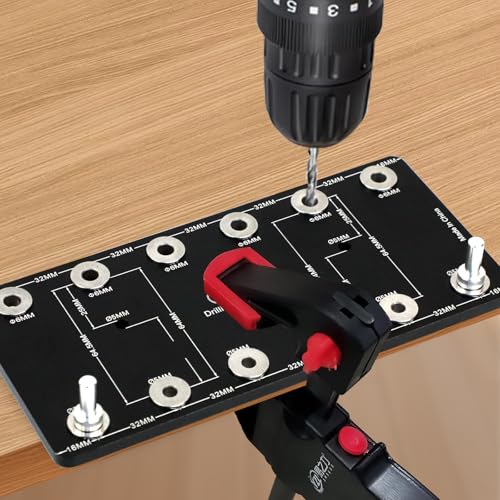 Shelf Pin Jig for 6mm & 5mm, Aluminum Alloy Shelf Pin Drilling Jig - color: 6mm & 5mm Black