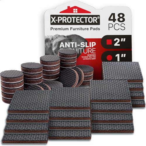 Non Slip Furniture Pads X-PROTECTOR 48 PCS - 32 pcs 1” Round + 16 pcs 2" - size: 1 & 2 inch 48 Mixed