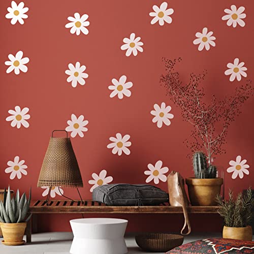 BBTO 6 Sheet Daisy Wall Decal Flower Removable, Simple Style, White - color: White