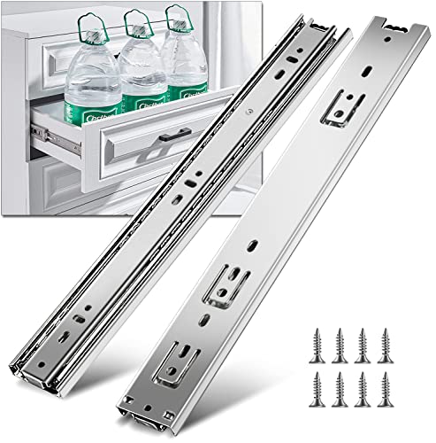 YENUO 3-Fold Full Extension Drawer Slides Ball Bearing 10–24 Inch 100 LB - color: White-Basic, size: 14 Inch