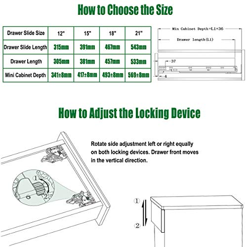 OCG Undermount Drawer Slides 18 inch (6 Pairs), Full Extension Soft Close Concealed Drawer Runners, Come with Mounting Screws and Brackets - size: 18 Inch
