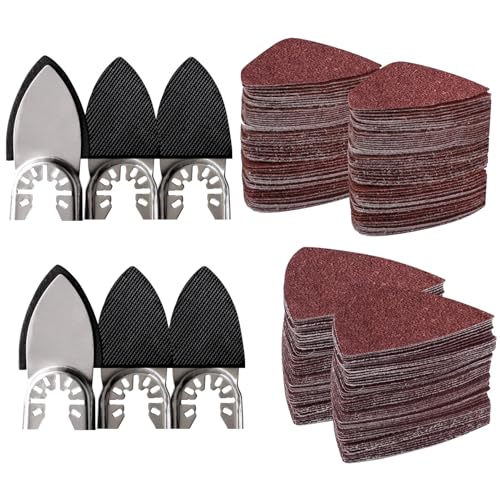 156pcs Finger Sanding Kit - 150 Papers & 6 Pads, 60-240 Grit for Multi-Tools, Wood/Metal/Plastic, Hook & Loop Backing - size: 156 pcs Finger Sanding Pads
