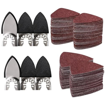 156pcs Finger Sanding Kit - 150 Papers & 6 Pads, 60-240 Grit for Multi-Tools, Wood/Metal/Plastic, Hook & Loop Backing - size: 156 pcs Finger Sanding Pads