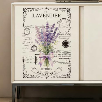 3 Sheets Lavender Rub on Transfers Stickers for Furniture 6"x12" - color: Lavender