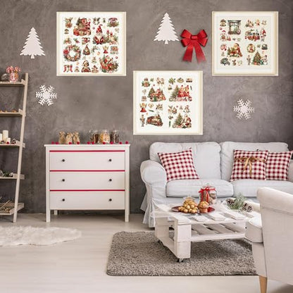 12 Pcs Santa Christmas Rub-On Transfers for Furniture & Crafts, 6 x 6 Inch - style: Christmas Santa