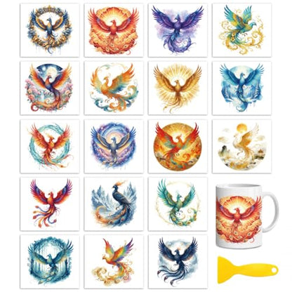 Peacoblue Phoenix Rub On Transfers for Craft, Transfer Sticker - style: Phoenix
