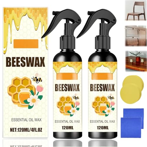2PCS Beeswax Spray, Beeswax Spray Furniture Polish,Natural Care and Repair Agent, Suitable for Living Room, Kitchen, Wooden Furniture and Floor