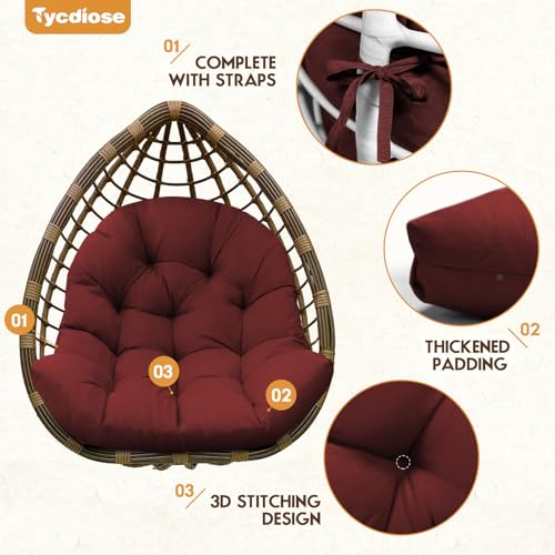 Egg Chair Cushion Replacement, Waterproof Outdoor Hanging Egg Chair Cushion Hammock Swing Chairs Cushions Pads, U-Shaped Thickened Cushions for Hanging Eggs Chairs, 47x33x7 Inches (Red) - color: Red