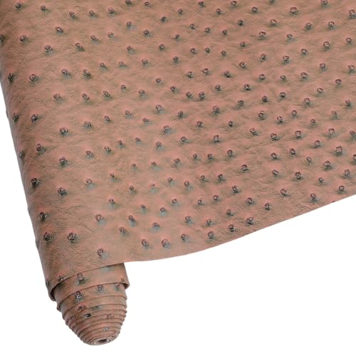 53.15 x 11.81 Inch Ostrich Faux Leather Vinyl Roll Solid Embossed Textured Sheet Waterproof Synthetic Fabric Soft Microfiber Leather Sheet for Upholstery Handcrafts Jewlery Making(Camel) - color: Camel