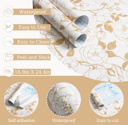 16.9in x118in Rose Floral Peel and Stick Wallpaper Yellow Brown Wallpaper - color: Yellow Rose
