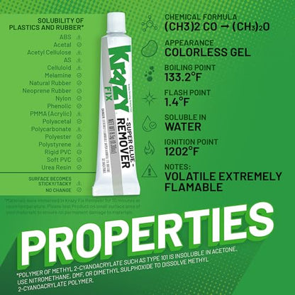 Krazy Fix Super Glue Remover, Gel Formula (2 x 0.3 oz Tubes)