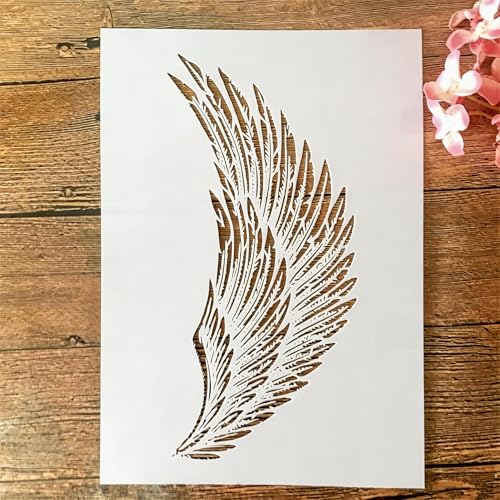 TIAMECH A4 Reusable Eagle Angel Wing Stencil for Painting - style: Wing