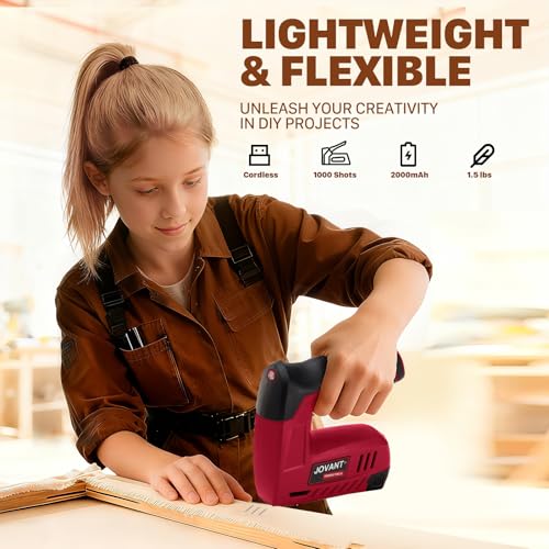 Electric Staple Gun with 3000 Staples 650 Nails, Upholstery Staple Gun for Wood Crafts Carpentry Decoration DIY, 4V 2 in 1 Cordless Brad Nailer Fits 18GA 1/4"-1/2" Nails and 22GA 3/16"-3/8" Staples