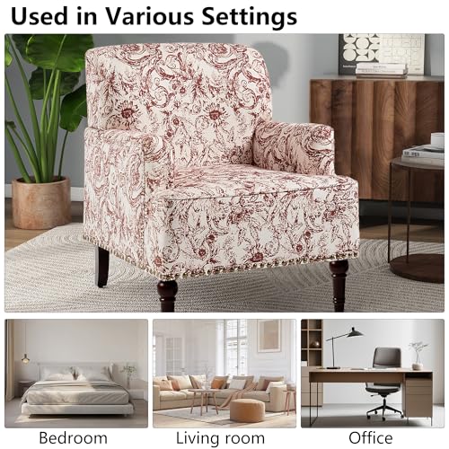 Mid-Century Modern Accent Chair, Rococo Orange, Set of 2 - color: Fabric Rococo Orange