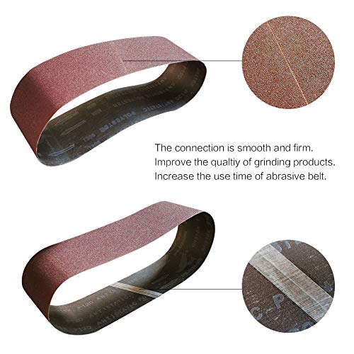 4x24 4 x 24 Sanding Belt Pack 4-Inch x 24-Inch,12 Pcs(4 Each of 80 120 150 Grits) Aluminum Oxide for Sander - size: 4x24in