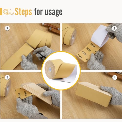 PSA Longboard Sandpaper 320 Grit Sandpaper Roll 20 Yard x 2-3/4” Wide Self Adhesive Stickyback Sandpaper for Woodworking,Automotive,Sanding Blocks - style: 320Grit