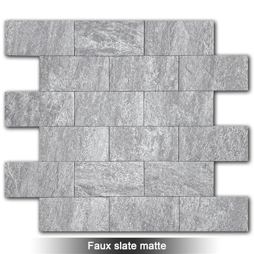 BeNice Marble Peel Stick Backsplash Tile Kitchen Travertine Gray 10pcs - color: Travertine Gray, size: 10sheets