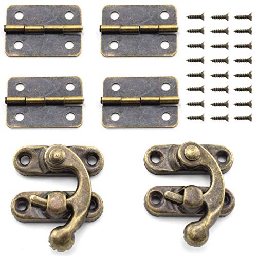 SDTC Tech Retro Design Jewelry Box Hardware Kit (2X Hasp Catch + 4X Hinges) - color: C2S4 KIT