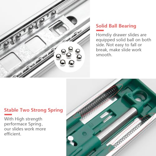 homdiy 10 Pairs Soft Close Drawer Slides 24 Inch Heavy Duty Side Mount Rail - color: Silver, size: 24 Inch