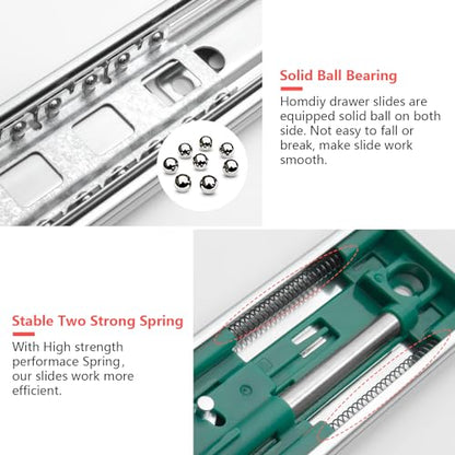 homdiy 10 Pairs Soft Close Drawer Slides 20 Inch Heavy Duty Side Mount Rail - color: Silver, size: 20 Inch