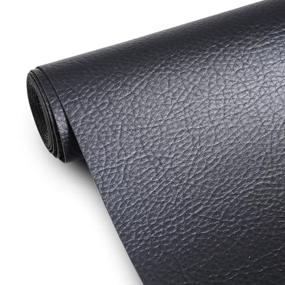 Faux Leather 0.7mm Upholstery Fabric by the Yard 55x72 Inch Black - color: Black, size: Pre Cut 2 Yard